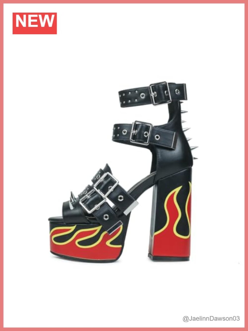 HiColor Platform High Heel Sandals with Ankle Straps & Metal Rivets